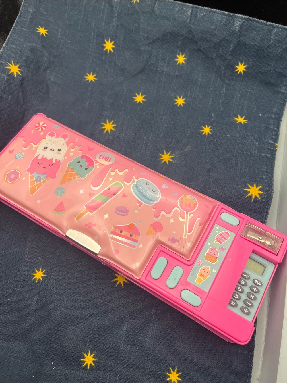 HOT FOCUS Japan kawaii Pink  Pencil Box w. Cute Dessert Artwork stationary